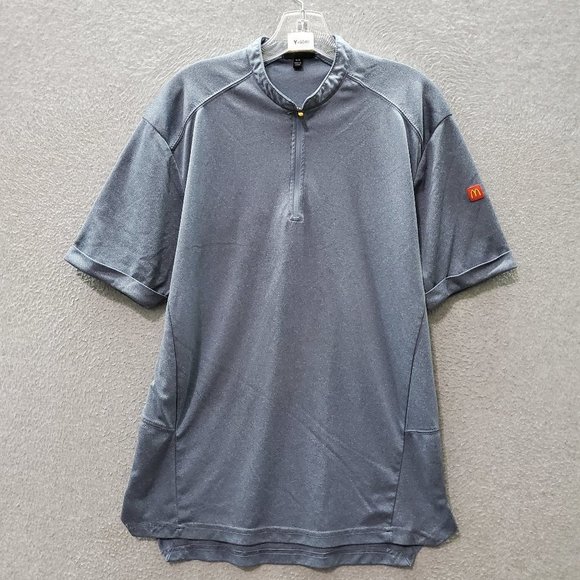 McDonald's Men Polo Shirt Medium Gray Logo 1/4 Zip Pullover‎ Short Sleeve - Picture 1 of 9